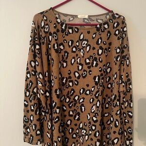 ODDY Leopard Print Women's Blouse - Brown and Black
